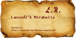 Lancsák Mirabella névjegykártya
